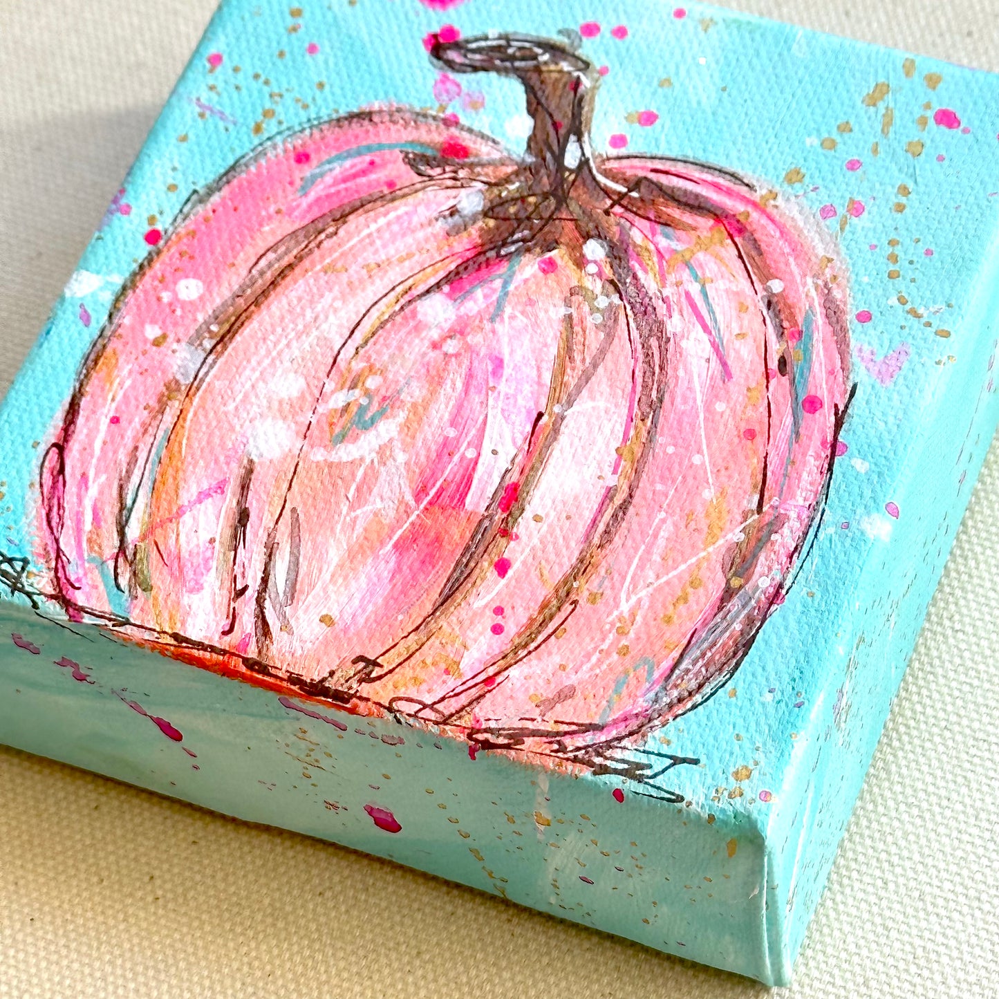 Coral Splatter Pumpkin